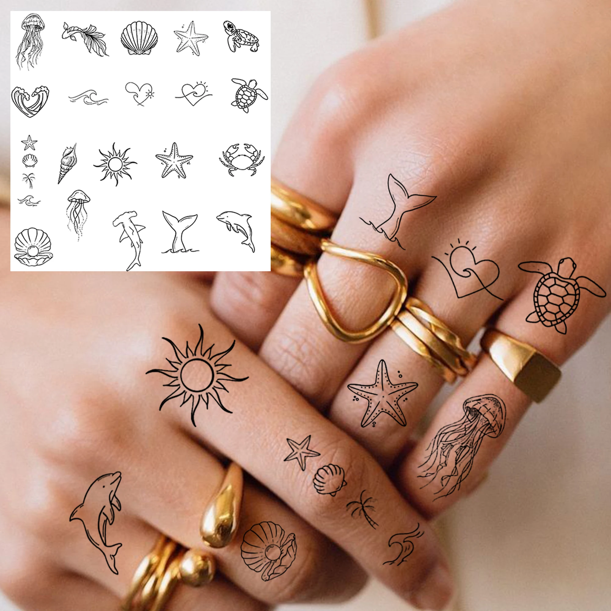 1 Sheet Sword Arrow Snake Manta Temporary Tattoos Adult Finger Hands, Fake Tattoo Stickers Waterproof Realistic Tatoos Last Long
