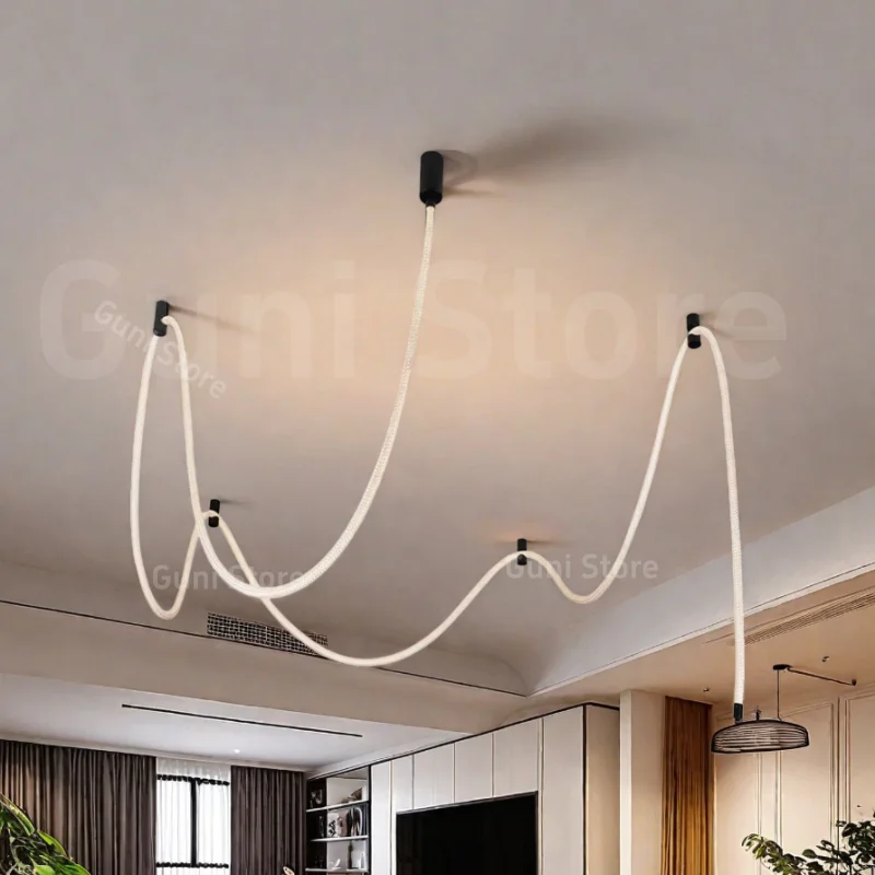 Nordic loft villa empty duplex living room pendant light postmodern designer exhibition hall creative staircase line light