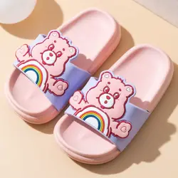 New Miniso Rainbow Bear Children Slippers Summer Cartoon Care Bear Soft Elastic Anti-Slip Children Shoes Sandals Children Gifts