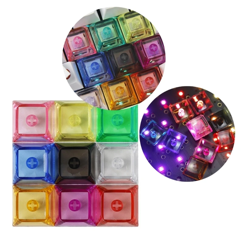 10PCS/Set High Transparency Backlit Keycaps forMX Switches Mechanical Keyboard Installation 1X 1U XDA2 9.3mm Height Keycaps