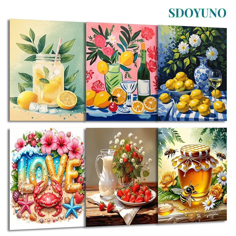 

SDOYUNO Painting By Number Adults Abstract still life Arts Crafts Food Diy Picture Drawing Digital oil paintings Set Home Decor