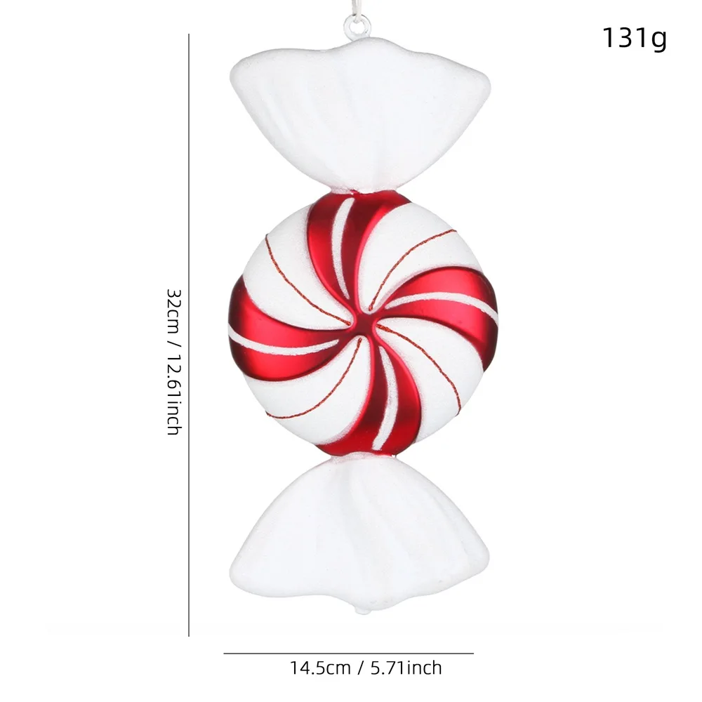 New 32cm Big Christmas Red and White Clover Candy Decoration Home Decor Atmosphere Layout Painted Candy Pendant Wedding Party