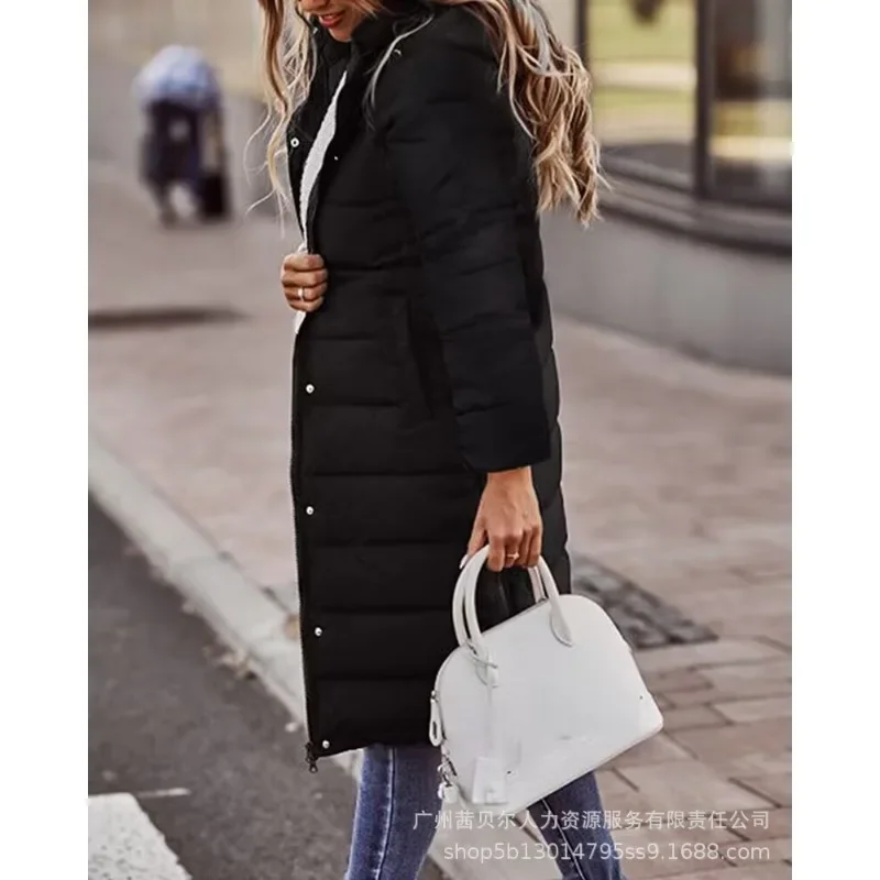 Cotton-padded Parkas Dowm Coat Long Sleeve Trend Winter Parkas Women Hooded Single Breasted Mid-Length Cardigan Jackets Outwear