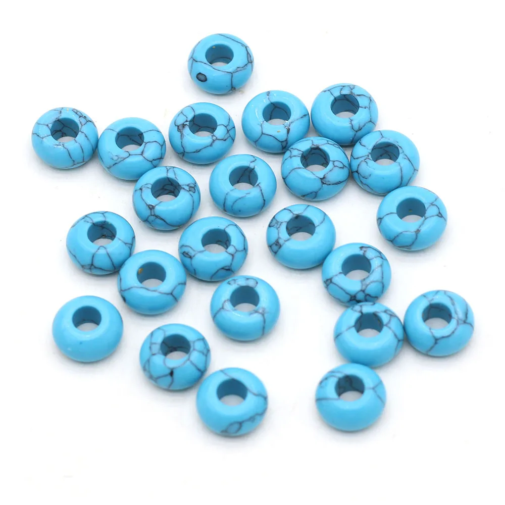 

10pcs/pack Natural Semi-precious Stone Abacus Shape Large Hole Beads Turquoise Beads for Jewelry Making DIY Necklace Bracelet