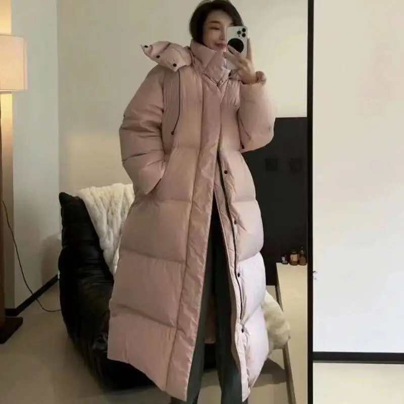 Long Winter Coat for Women, Female Hooded Jacket, Korean Fashion, Padded Parka, Loose Casual Outwear, Thicken Warm Coats, New