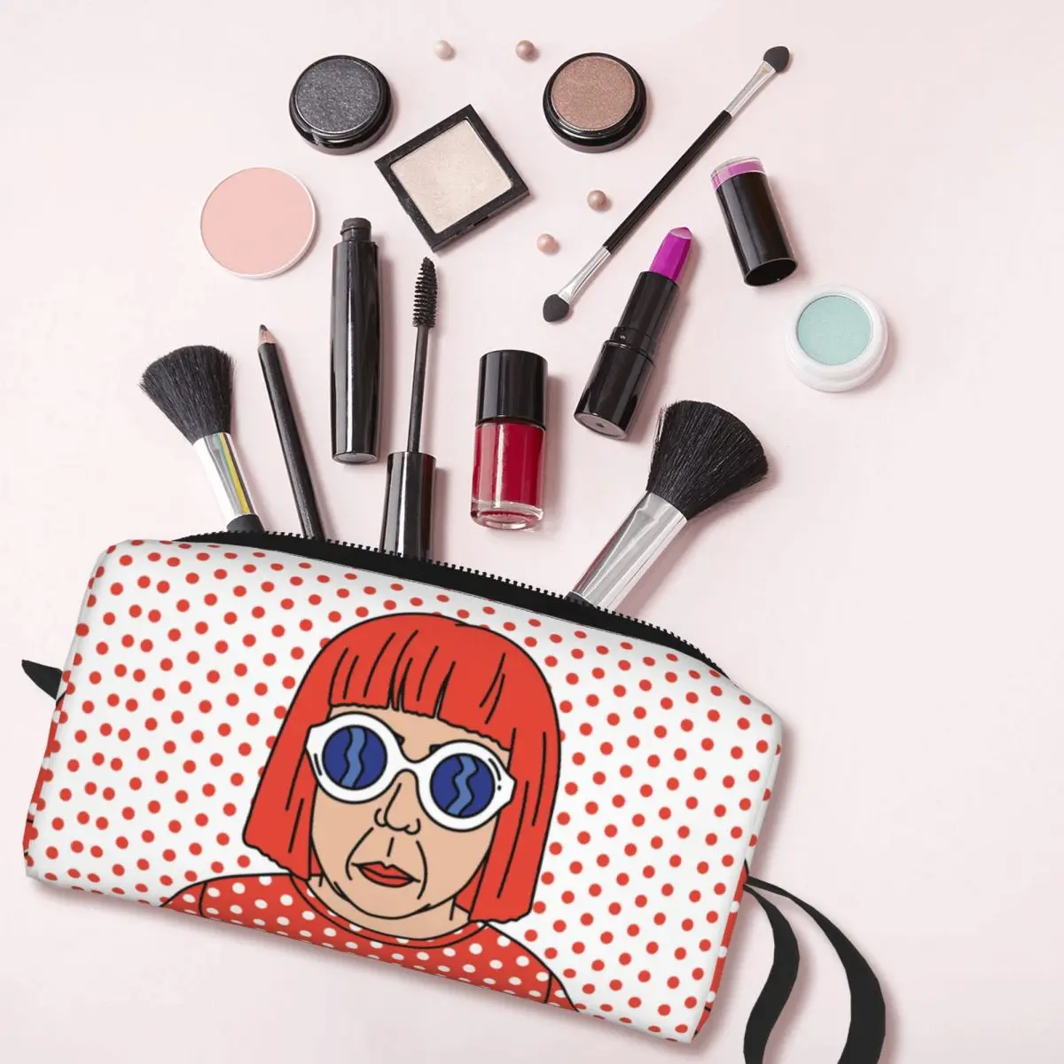 Custom Yayoi Kusama Self Portrait Toiletry Bag Women Cosmetic Makeup Organizer Lady Beauty Storage Dopp Kit Box