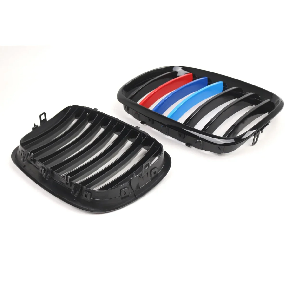 1 Pair Car Front Bumper Kidney Grill Grilles Replacement ///M Color Gloss Black For BMW E70 E71 X5 X6 2007-2013 SUV 07-13