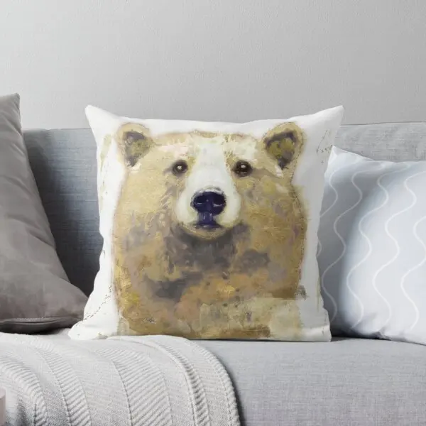 Golden Forest Bear  Printing Throw Pillow Cover Soft Sofa Decor Throw Bed Cushion Decorative Pillows not include One Side