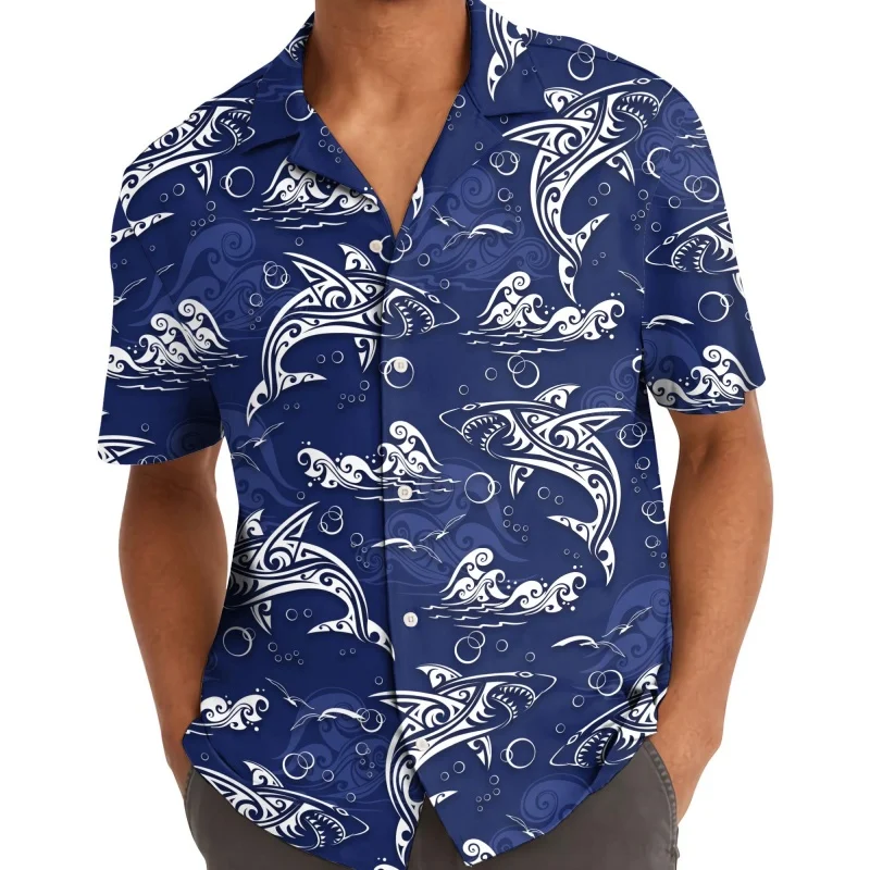

Mushroom Cat Graphic Hawaiian Shirt For Men Fish Pumpkin 3D Printed Short Sleeve Summer Loose Street Aloha Shirts Lapel Blouses