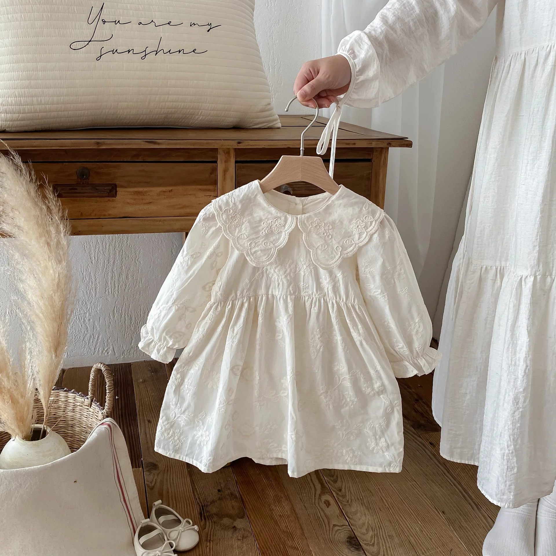 

2025 Autumn New Children Long Sleeve Dress Girls Embroidery Lapel Dress Baby Princess Dress Toddler Casual Dress Kids Clothes