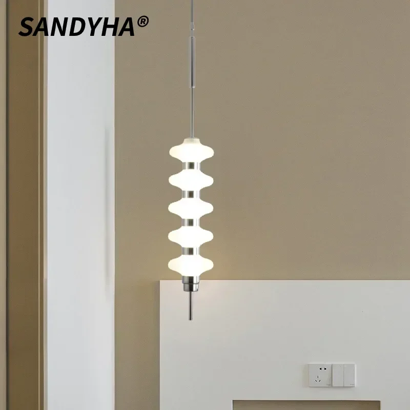 SANDYHA Gourd Shaped Glass LED Pendant Lamps Modern Nordic Design Stylish Home Lighting for Living Room Dining Room Bedroom