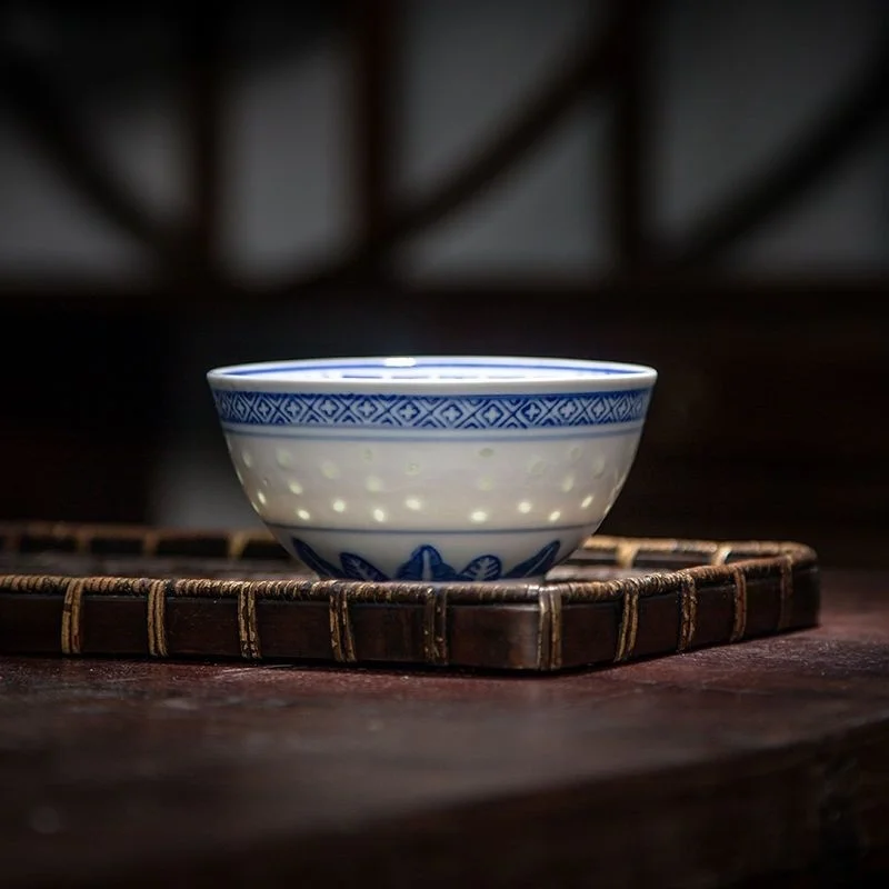 Blue and White Porcelain Bowl Chinese Orchid Bowl Traditional Ceramic Dragon Bowl Old Style Dessert Rice Bowl