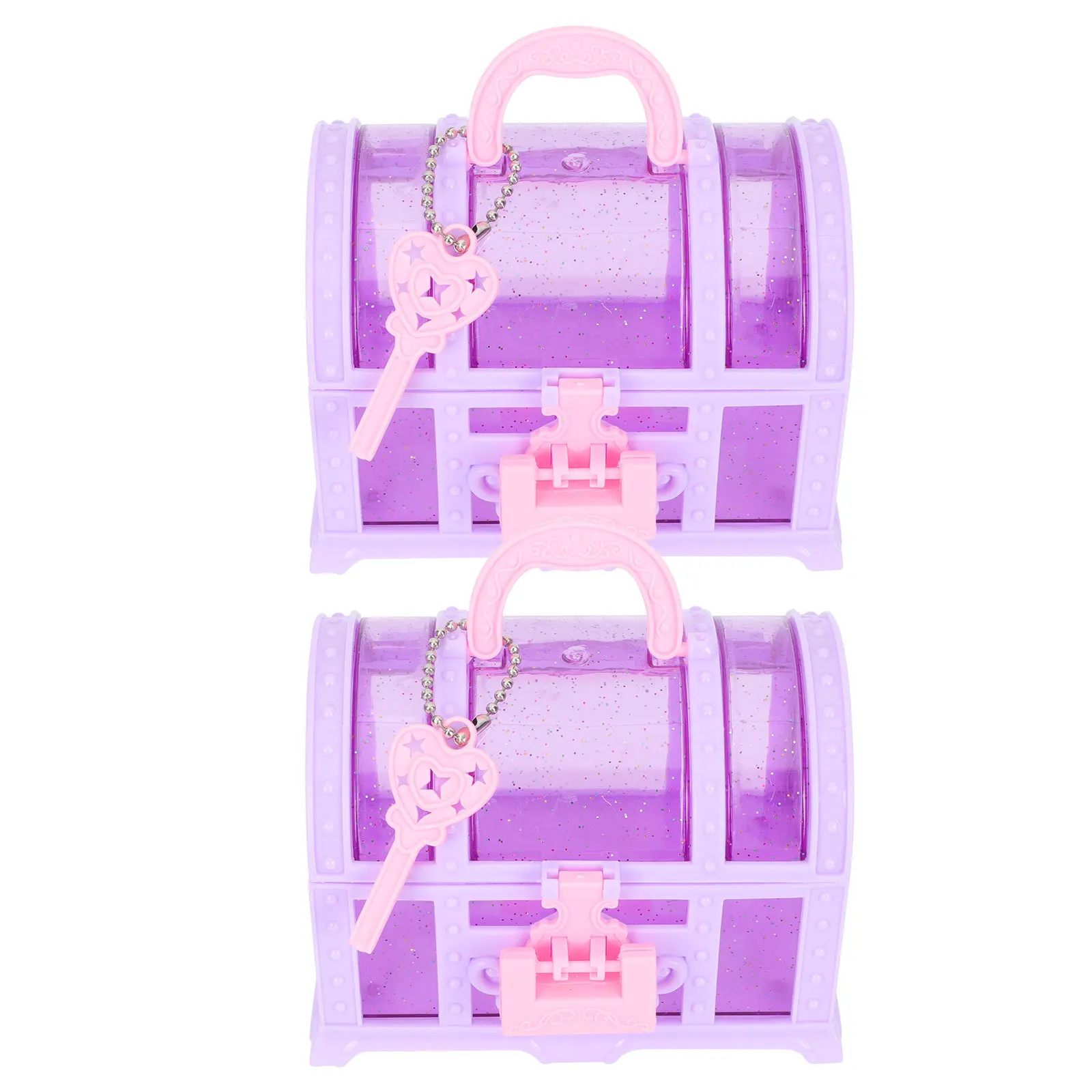 Boîte à bijoux pour enfants, 2 pièces, rangement au trésor de maquillage, conteneur organisatif en plastique pour chambre de filles, utilisation décorative
