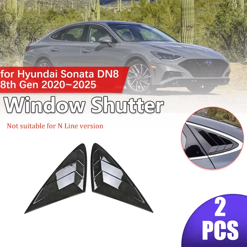 Car Shutter for Hyundai Sonata DN8 8th Gen 2020~2025 2021 2022 2023 Rear Side Window ABS Louvers Triangular Sticker Accessories