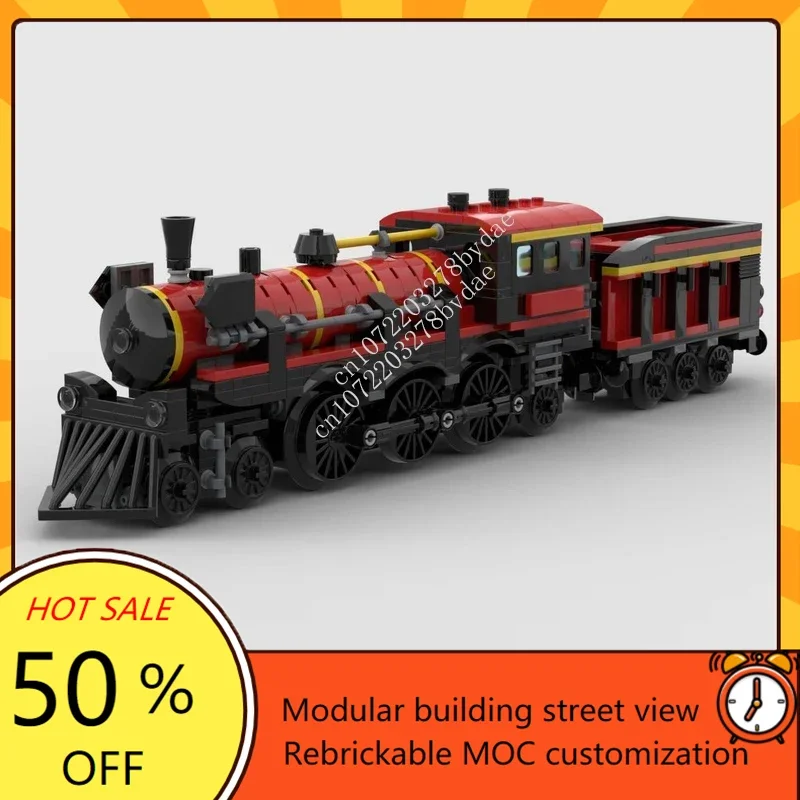 Custom 534PCS City Railway Train Series MOC Red Steamlocomotive Train Model Puzzles DIY Creative Collection Toys Birthday Gifts