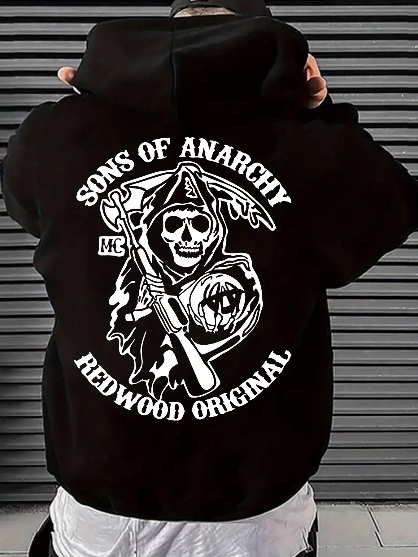 Sweater Hoodie Pria Bahan Polyester dengan Desain Tengkorak Geometris Gaya Kasual Rajutan dengan Sedikit Elastisitas