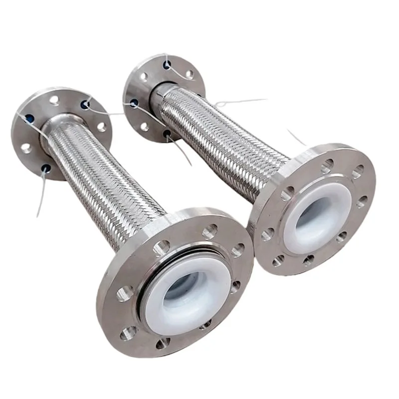 Customized Stainless Steel Flange Metal Hose with PTFE Liner, Anti-corrosion Polytetrafluoroethylene Bellows 5PCS