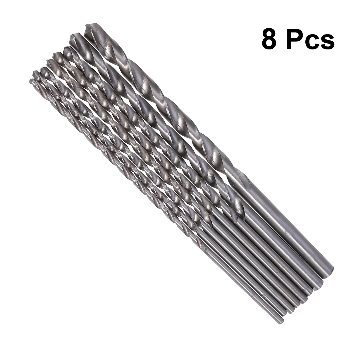 8 قطعة لقمة ثقب فولاذية عالية السرعة 200 مللي متر أحجام متري طويلة 4-10 مللي متر فضي صغير مقاومة القطع للحديد الصلب والنحاس والألومنيوم