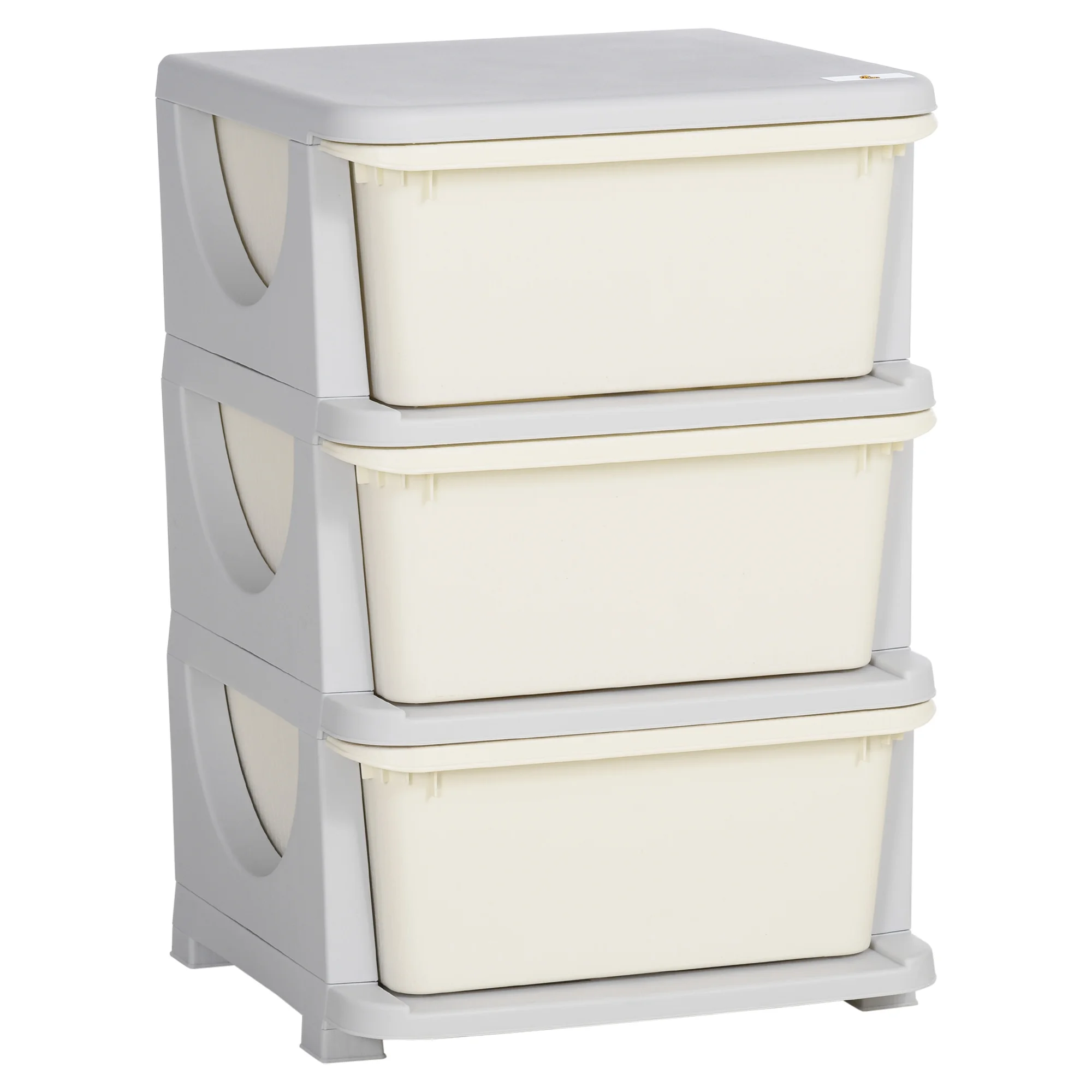 Organizer per cassetti HOMCOM in plastica con 3 maniglie per cassetti 37x37x56,5 cm Beige