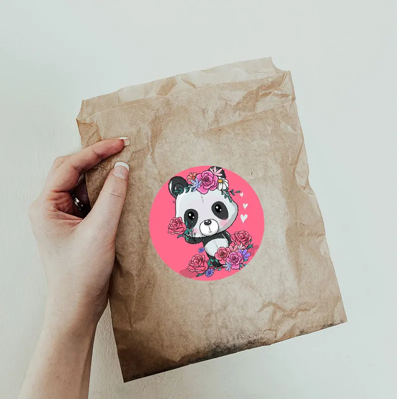 24-70pcs Cute Cartoon Panda Self-adhestive Stickers Happy Birthday Label Encourage Stickers for Kids Teacher Reward Stickers