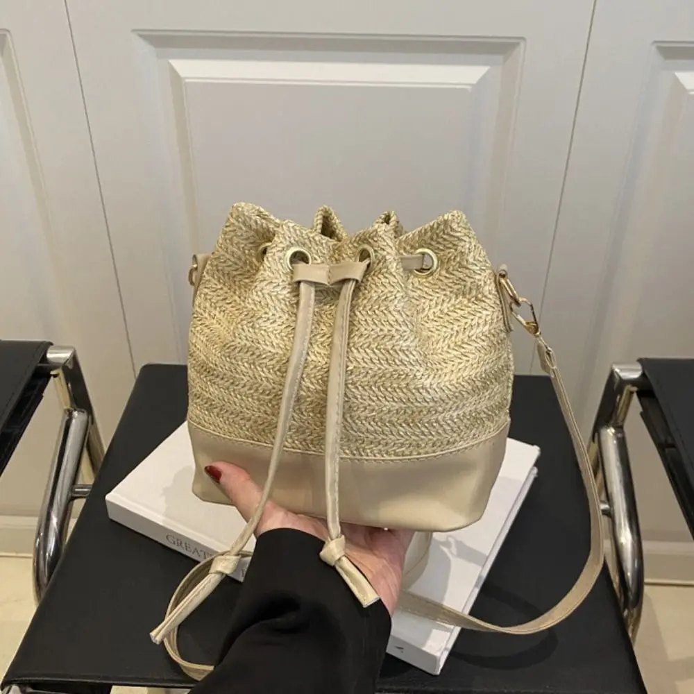 

Woven Raffia Bag Mobile Bag Beach Handbag Weave Straw Crossbody Bag Shoulder Bag Bohemian Style Drawstring Bucket Bag Girls
