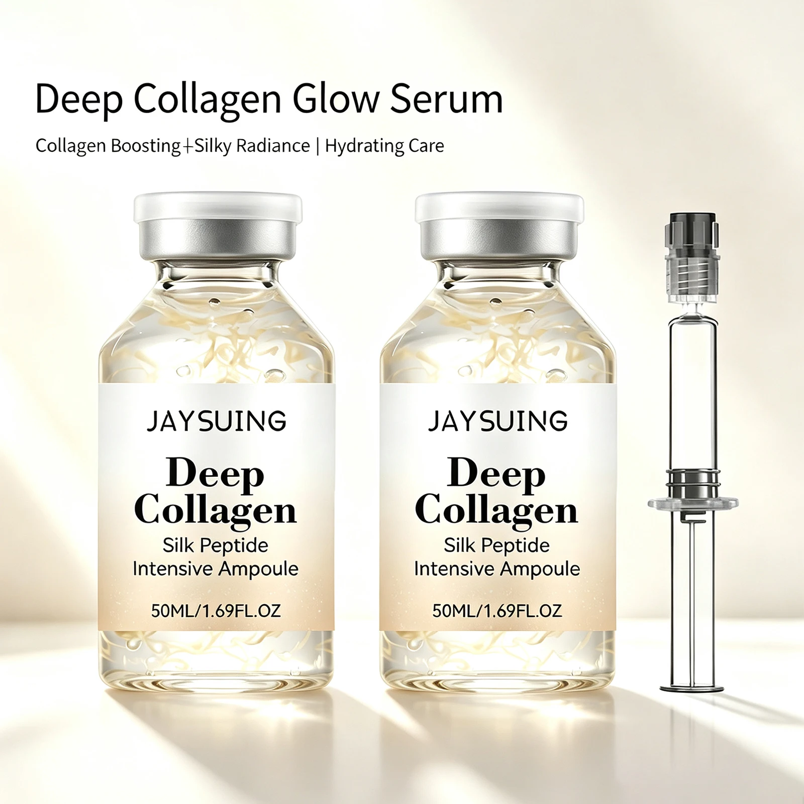 Silk Peptide Ampoule Deep Collagen Peptide Complex Serum Intensive Lifting Hydrating Skin Elasticity Reduce Fine Lines 50ml