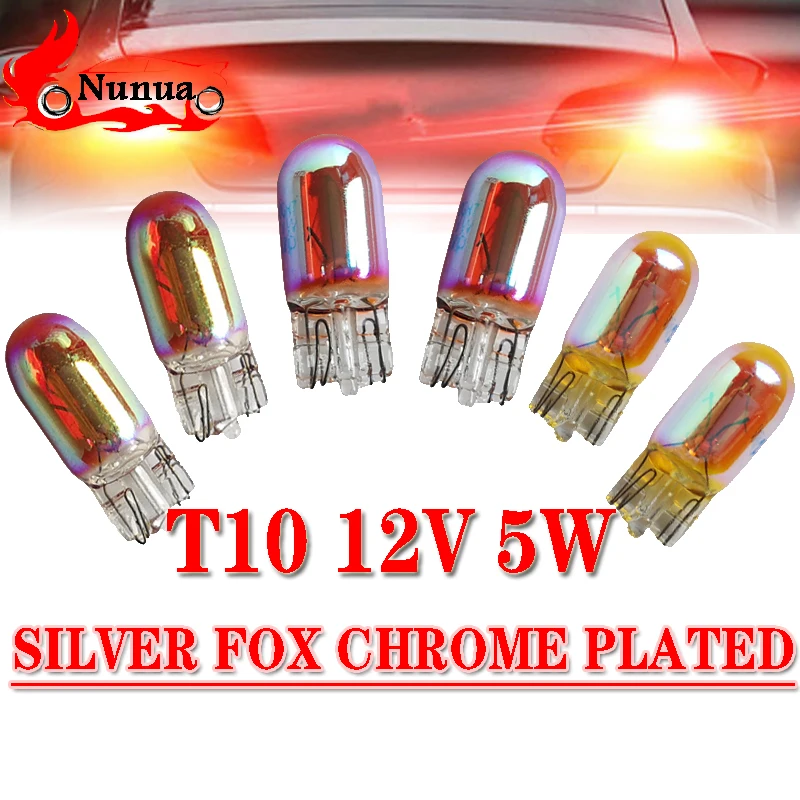 2Pc 12V 5W Reading Light Clearance Lamp Car LED Reverse Brake Turn Singal Light Silver Fox Chrome Plated Mirror Invisible Bulbs