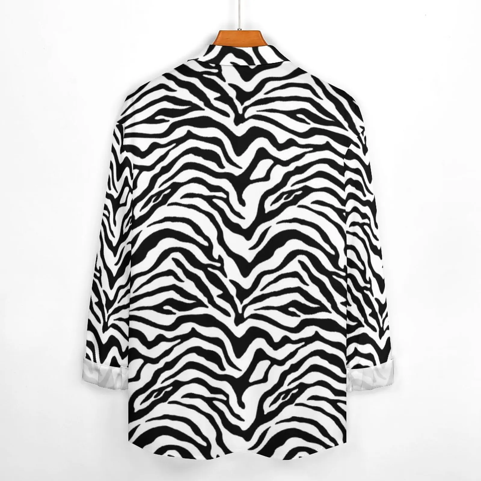 Black And White Zebra Shirt Spring Striped Print Casual Shirts Men Cool Blouses Long Sleeve Graphic Y2K Tops Large Size