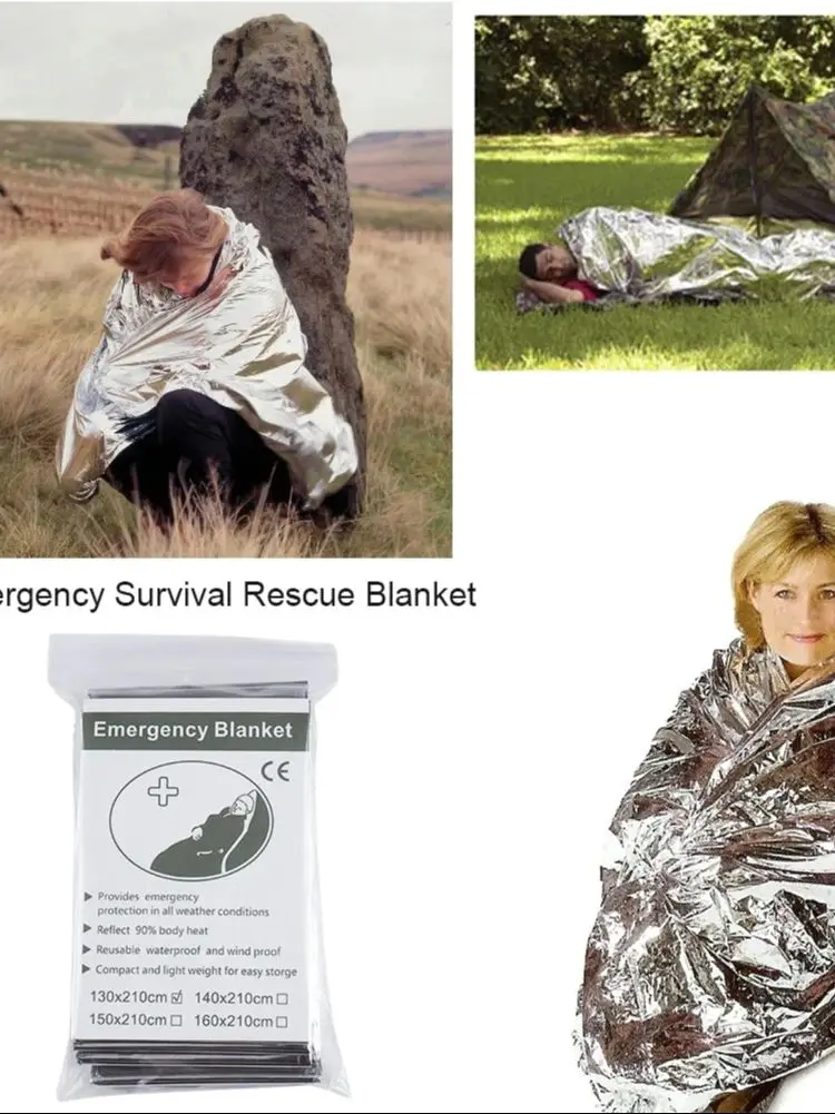 Survival Emergency Mylar Thermal Blanket Foil Space Blanket for NASA Body Warmer Outdoor First Aid Camping Gear Hiking Travel image 5