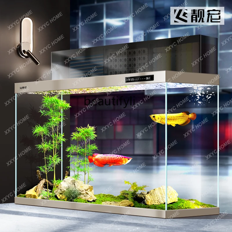 A Ultra-white Glass Koi Ground Tank Fish Tank Aquarium Living Room Floor-to-ceiling Filter Ecological Constant Temperatu
