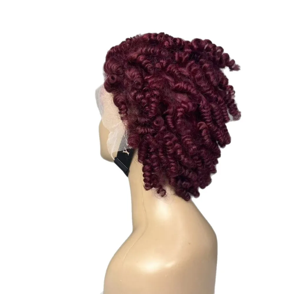 99j # 13x4 Lace Frontal Afro Kinky Head Caterpillar Echthaarperücke aus brasilianischem Remy-Haar, 180% Dichte, für schwarze Frauen, für den täglichen Gebrauch – Detail 2