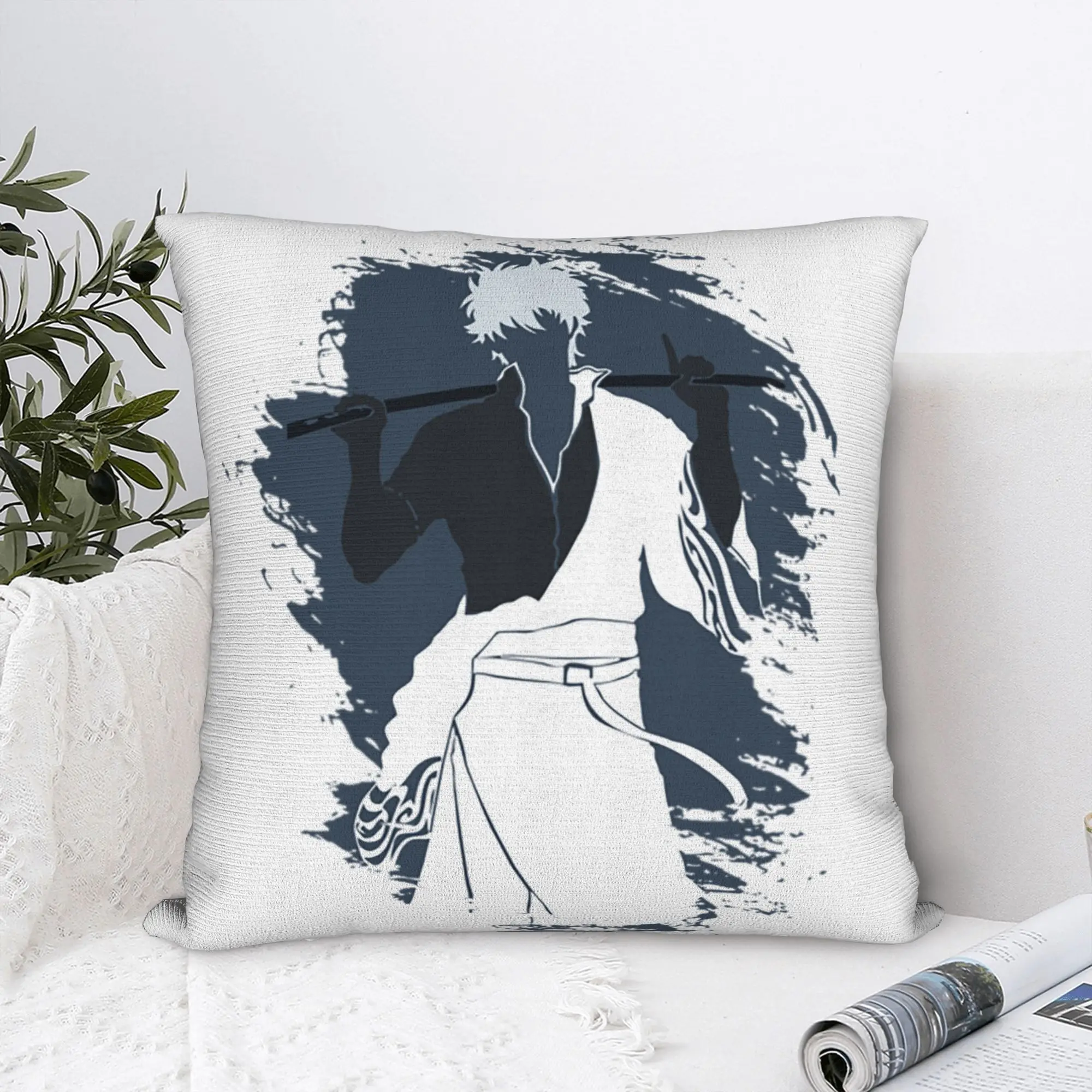 Gintama Samurai Gin Pillowcase Soft Fabric Cushion Cover Decor  Throw Pillow Case Cover Home Zippered 45X45cm