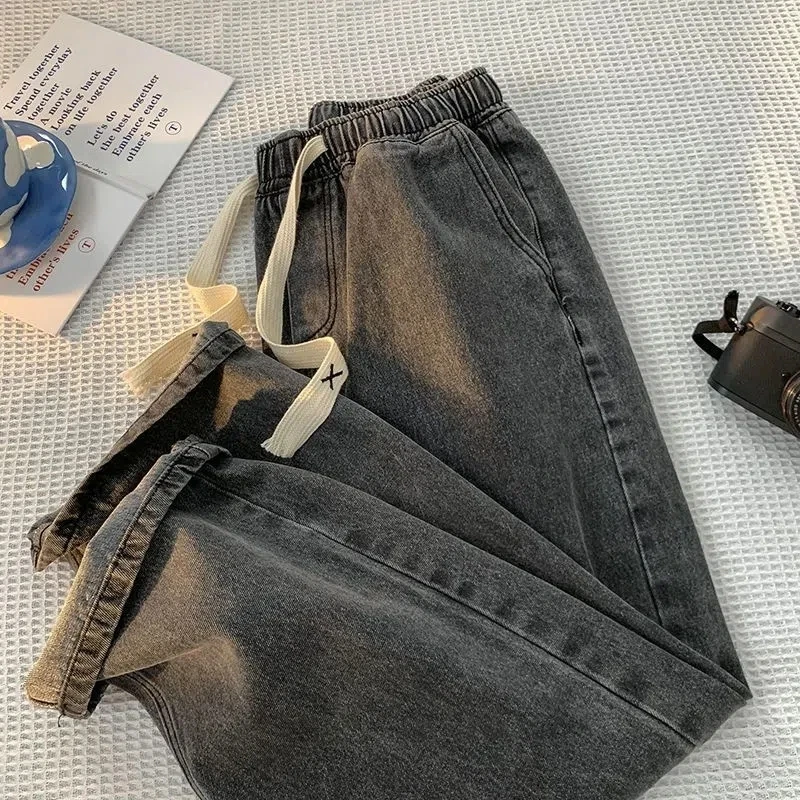 

e ey Мужские джинсы Свободные прямые широкие брюки Повседневные брюки Ретро Sle Весна Осень Новый тренд Брендовые повседневные брюки для отдыха...