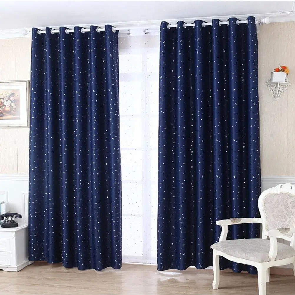 Dark Blue Finished Curtain Star Design Beautiful Hanging Curtain for Home Room Divider Party Wedding Cafe Display