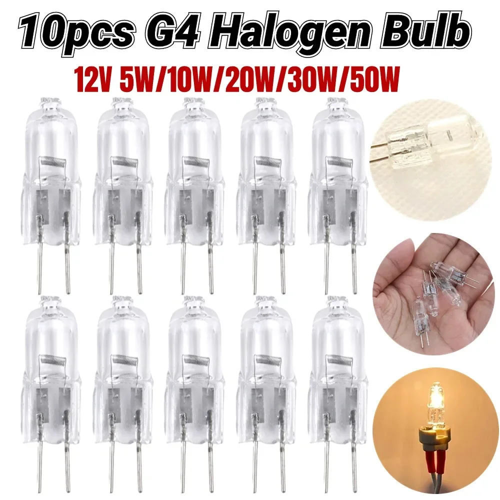 10PCS G4 2V 5W/10W/20W/30W/50W Eco Halogen Light Bulbs Capsule LED Lamp Bulbs Inserted Beads Lamp Halogen Bulb