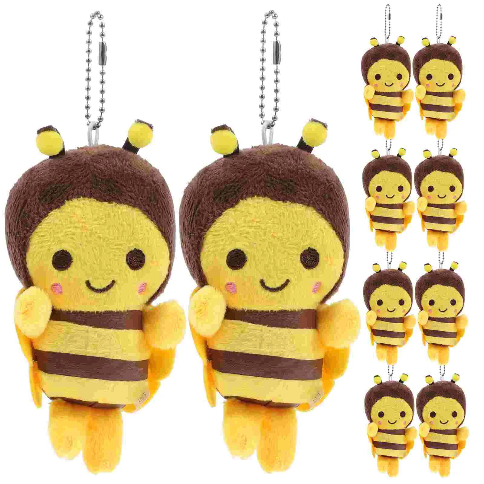 10 Pcs Little Bee Pendant Stuffed Adorn Lovely Keychain Toy Decorate Charms Pp Cotton Child Car Decorations