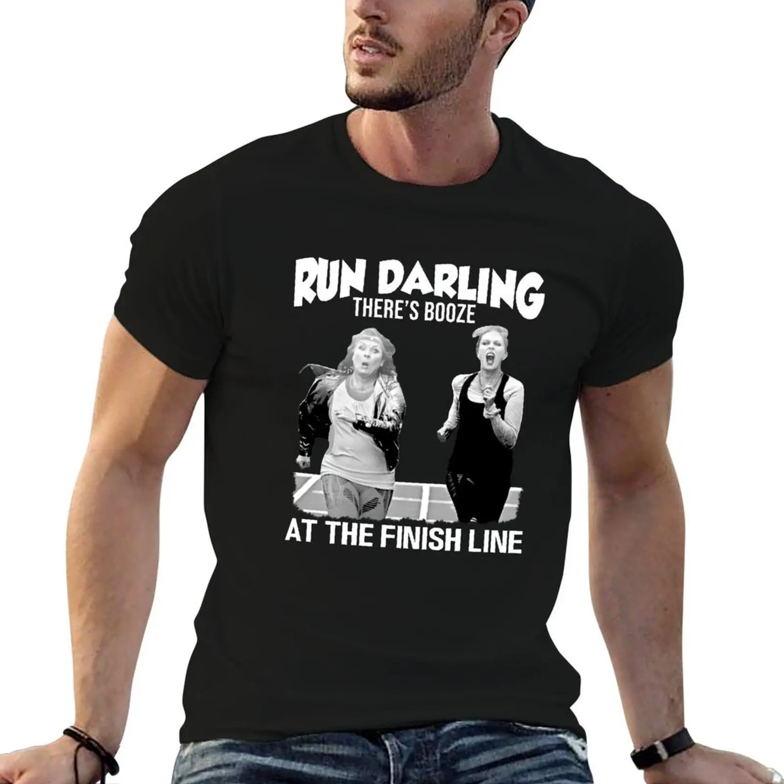 

100% Darling Line cotton t Fabulous Finish Run There’s Absolutely The man T-Shirt – casual tshirt shirt Booze At