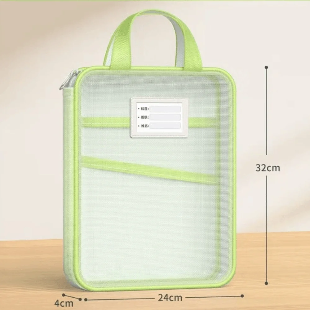 

New Mesh Stationery Storage Bag A4 Size Zipper Closure Test Paper Bags Large Capacity 3 Layers Pocket File Organizer Office Use