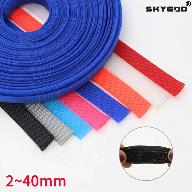 Green Product5M 2 4 6 8 10 12 14 16 18 20 25 30 40mm Tight High Density PET Expandable Braided Sleeve Wire Insulated Sheath Prot