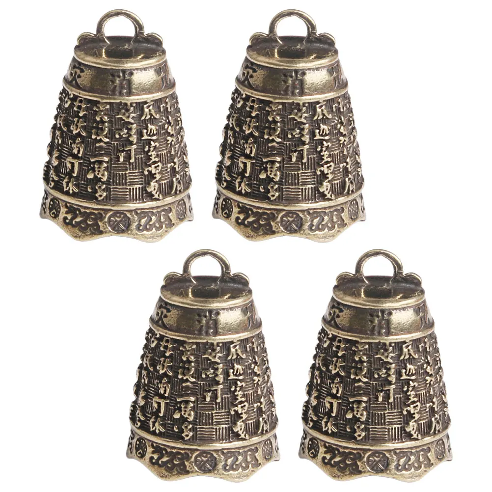

4 Pcs Brass Bell Pendant DIY Keychain Supplies Decorative Hanging Jewelry Crafts Wind Chimes Home Decor Charm Set