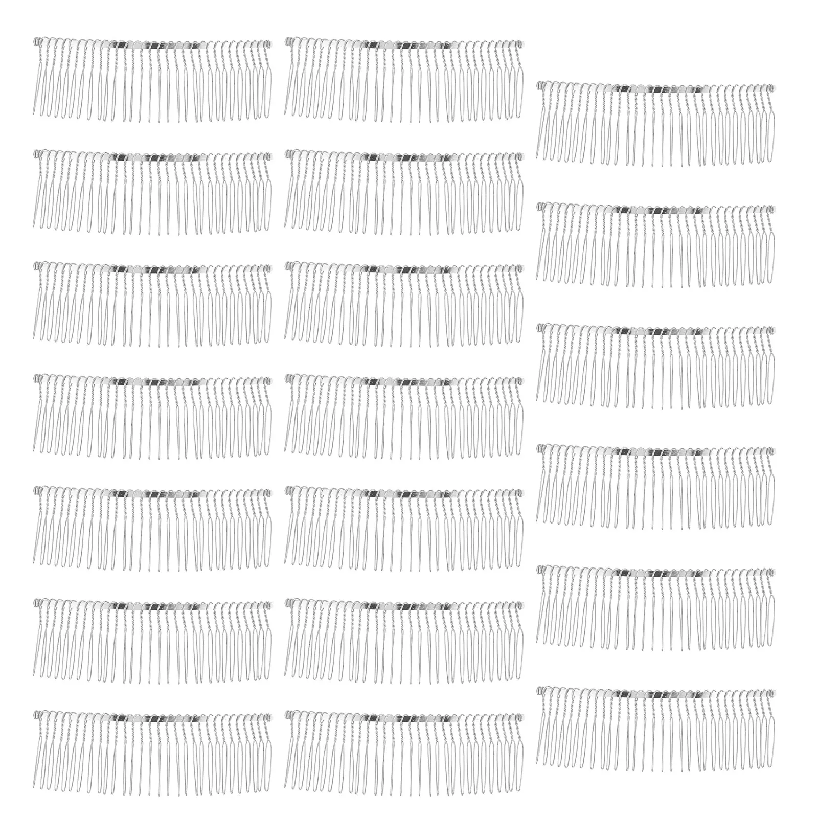 20Pcs Hair Insert Comb Silver Metal Wire Side Combs 30 Teeth Secure Hold Hair Fork Clip Bridal Updo Styling Bun Clamps