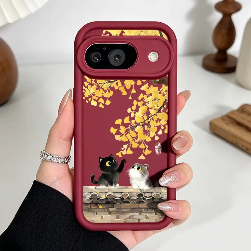 Cute Fun Cats Cover For Google Pixel 10 9 8 7 9a 8a 7a Pro XL Eye Ladder Phone Case