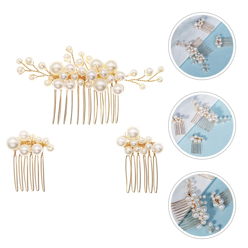 

3Pcs Vintage Pearl Hair Comb Set Elegant Decorative Combs for Women Wedding Bridal Hairstyle Accessories Formal Party Prom