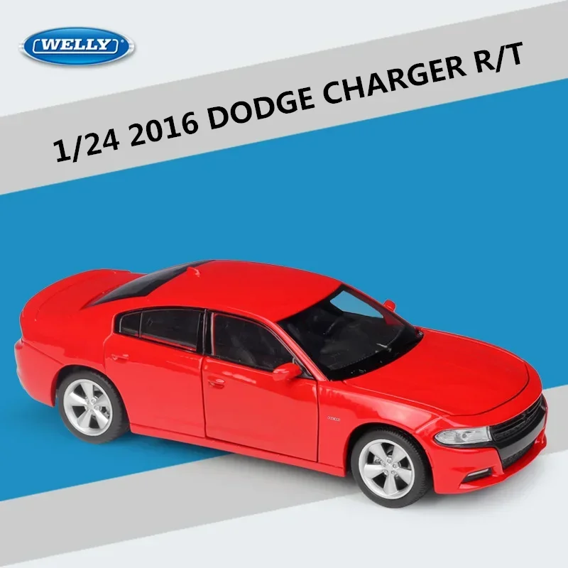 Diecast WELLY 1:24 2016 DODGE CHARGER R/T Modello di auto sportiva in lega Fonde sotto pressione Giocattolo in metallo Modello di auto da corsa Simulazione Collezione Regali