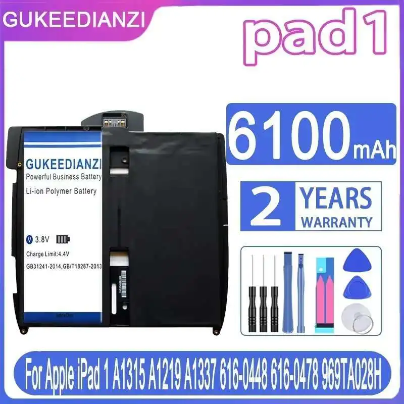 

pad1 Long-Lasting Performance For Apple iPad 1 A1315 A1219 A1337 616-0448 616-0478 969TA028H Tablet Battery 6100mAh