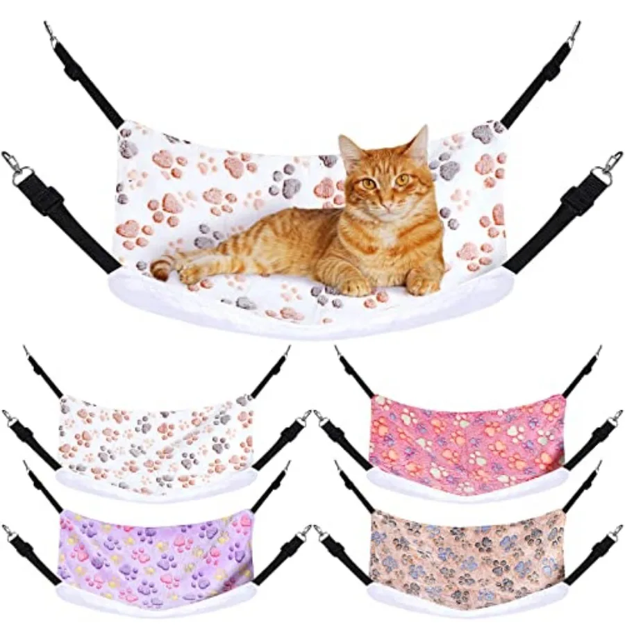 

4 Pcs Cat Hammock for Cage Soft Hanging Pet Hammock Bed with Adjustable Straps and Metal Hooks Double Sided Bed for Large and S