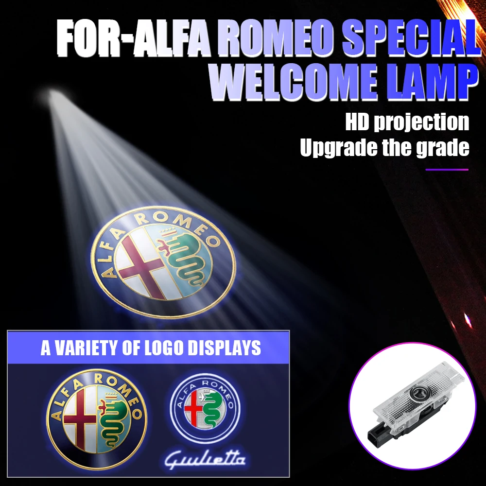 2PCS Auto Wireless Door Led Welcome Light Projection Lamp Light Decorative Accessories For Alfa Romeo Giulietta Stelvio 2017