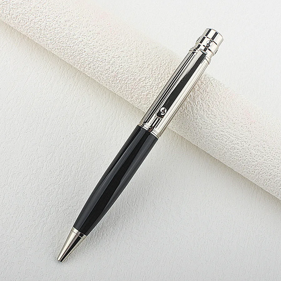 Bolígrafo de metal con patrones tallados de lujo, bolígrafos metálicos giratorios retráctiles a rayas, bolígrafo fresco