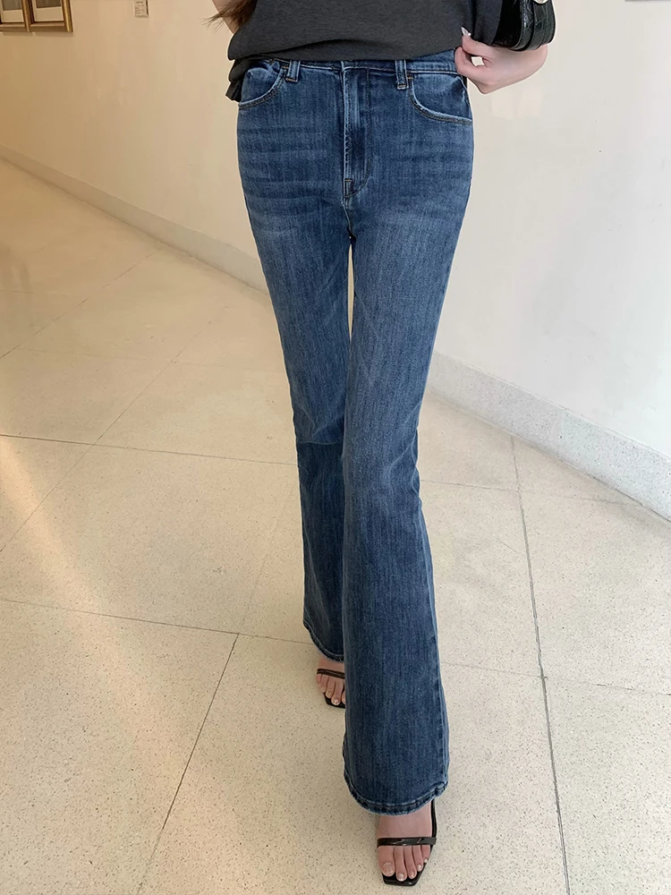 

Женские расклешенные джинсы Wuuus American Sle с высокой талией, двухцветные (темные и светлые), из ретро-хлопка, стрейч-деним, лето 2024