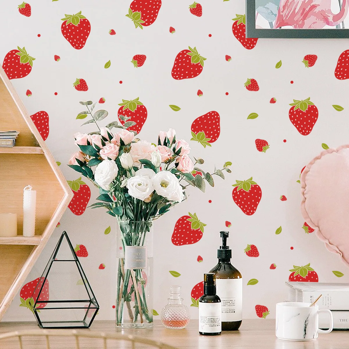 Red Strawberry Wall Stickers Kids Babies Infant Room Nursery Decor Decals Bedroom Living Room Home Decoration Art Mural Poster